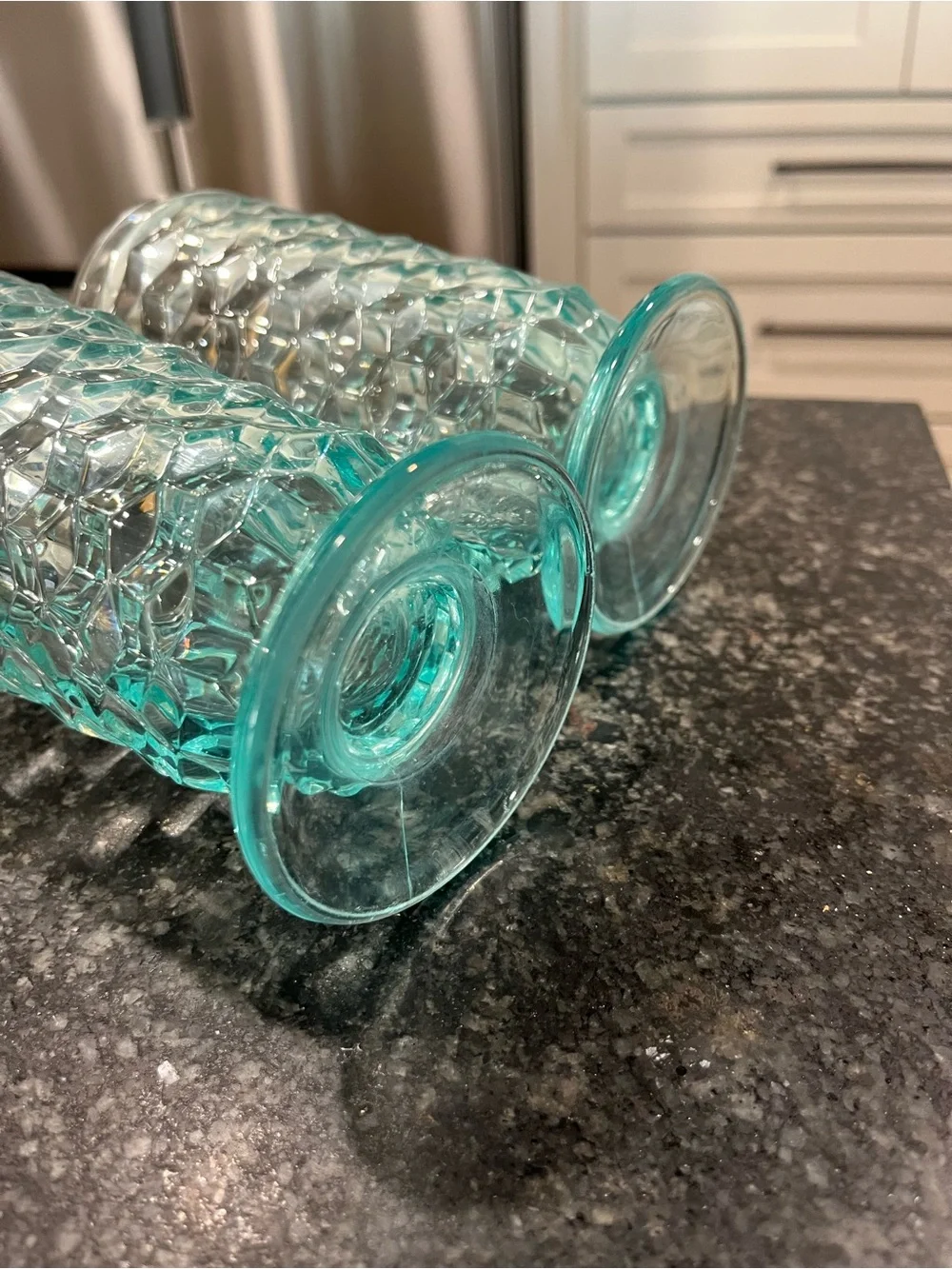 Set of 2 - Colony Whitehall Aqua Footed Tumblers 6 “ Iced Tea Glasses